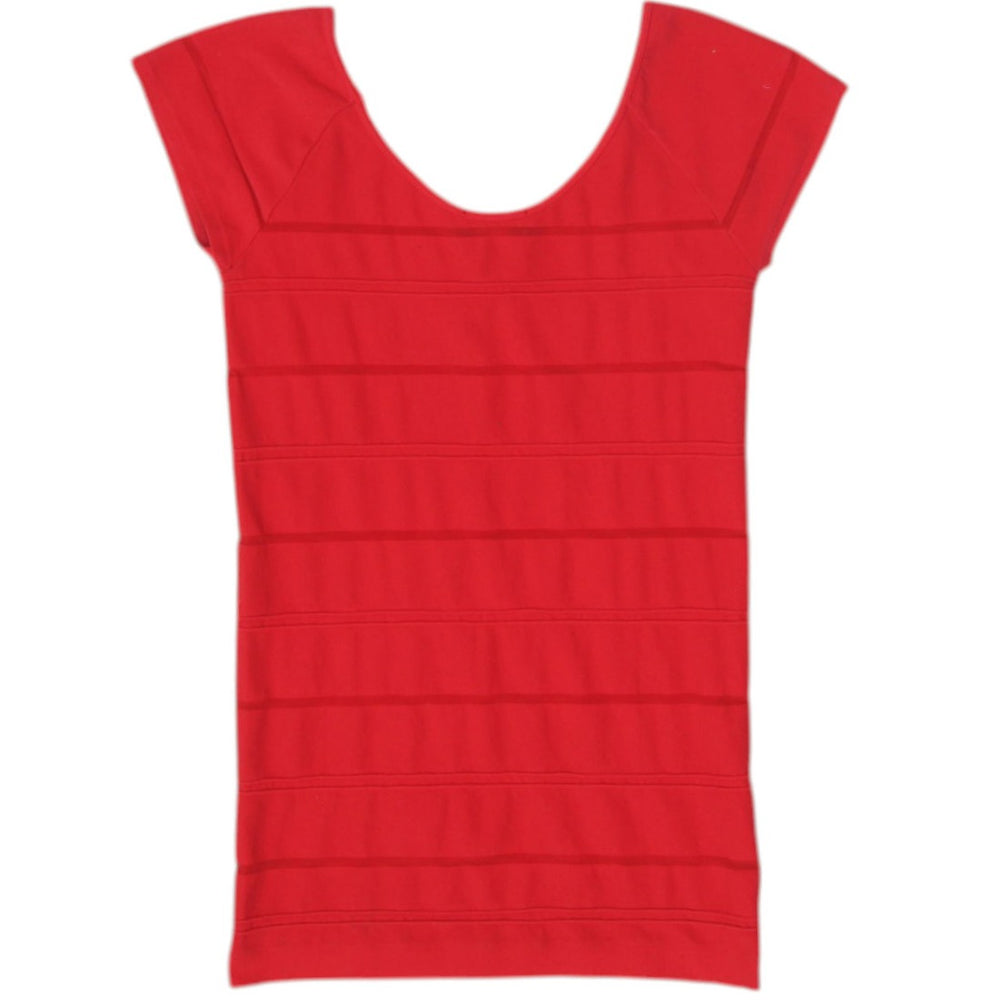 Y2K Ladies Slim Fit Casual Red Short Sleeve Top Size S | Migration_Tops - Side View | Fashion Rerun