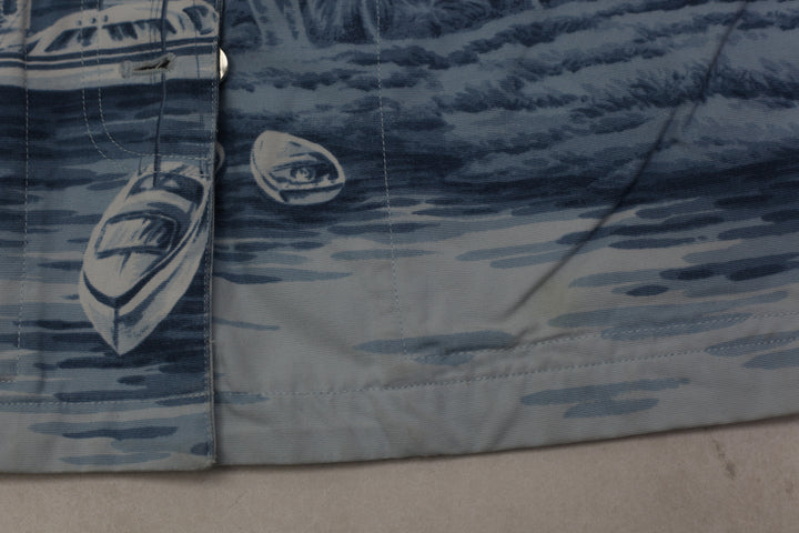 Ladies Ralph Lauren Naval Supply Beach Print Barn Coat Tropical Blue