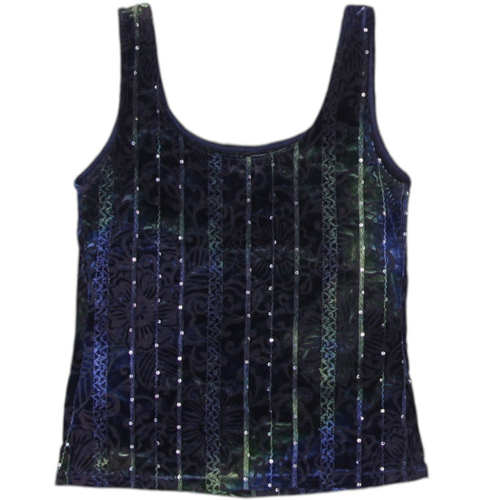 Y2K Ladies Arianne Velvet Pattern Sleeveless Tank Top Size XS