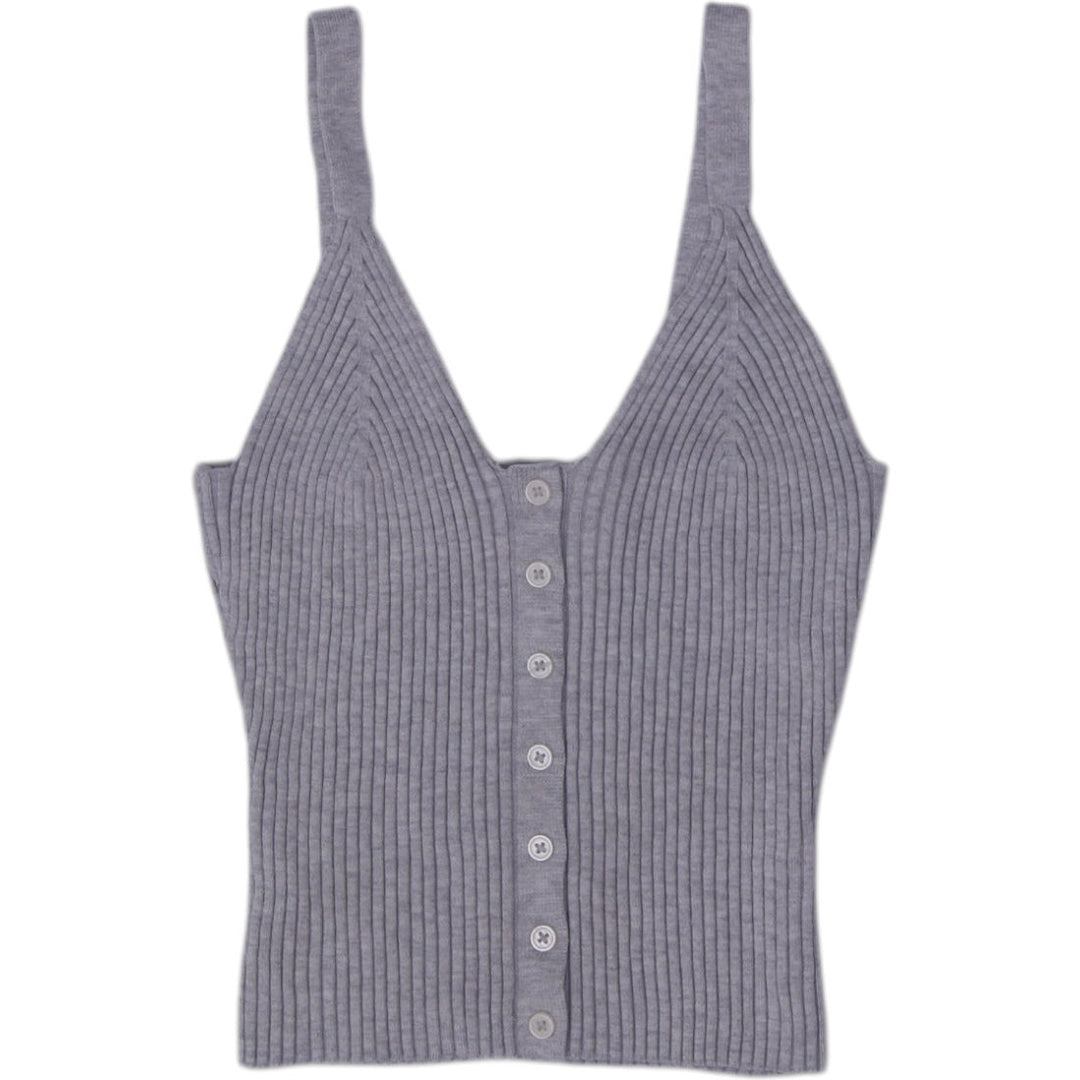 Y2K Ladies Aerie Ribbed Knit Button-Front Tank Top Size M