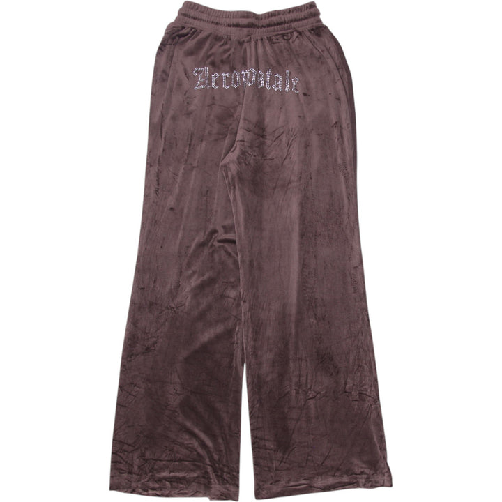 Y2K Womens Aeropostale Pants Brown Velour Wide Leg Size XS