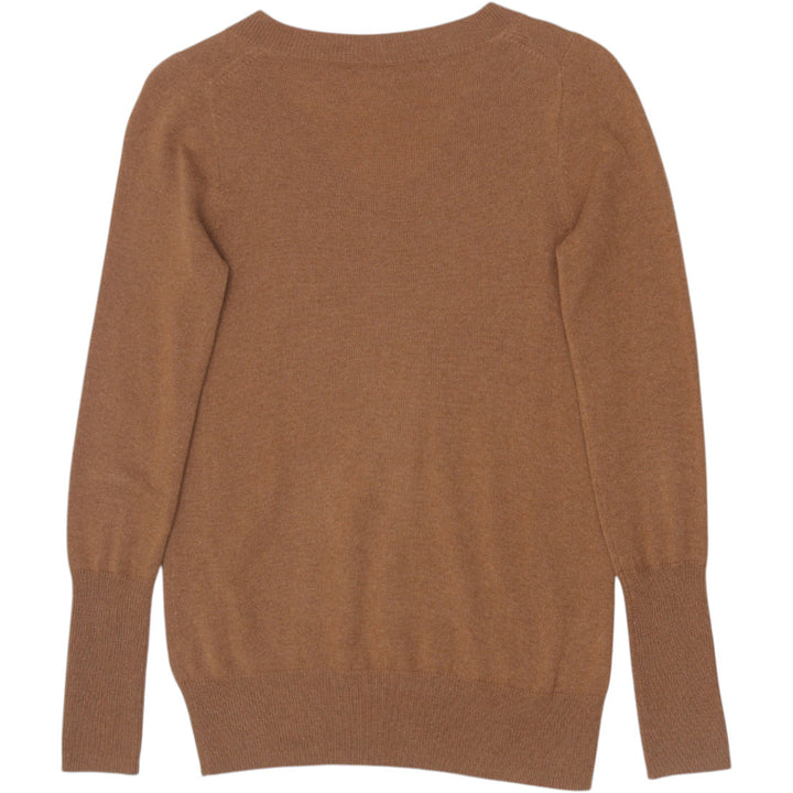 Ladies J. Crew 100% Cashmere Brown V-Neck Sweater