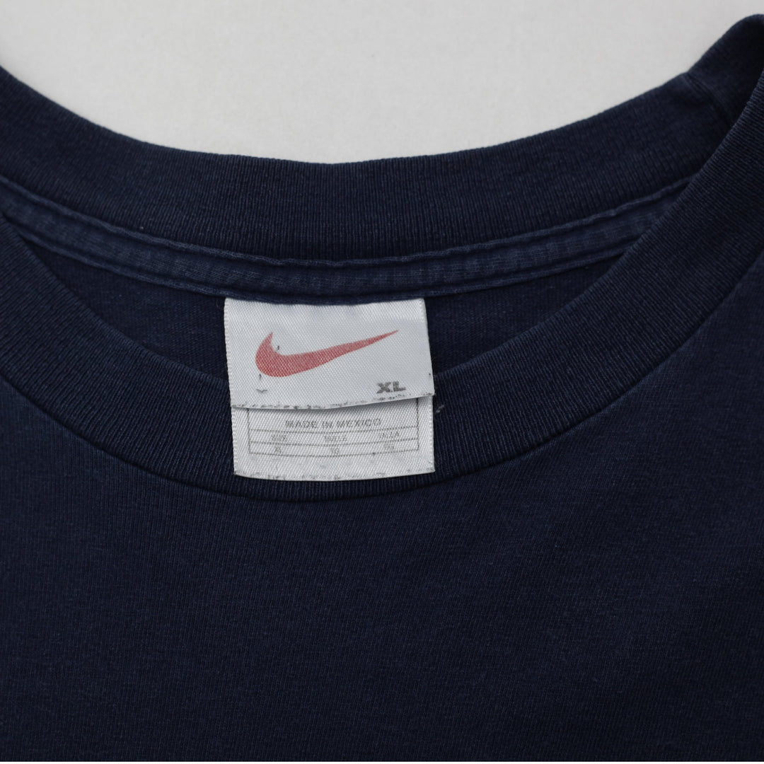Vintage Mens Nike T-Shirt Navy Blue Logo Graphic T-Shirt Size XL | Migration_T-Shirts - Back View | Fashion Rerun