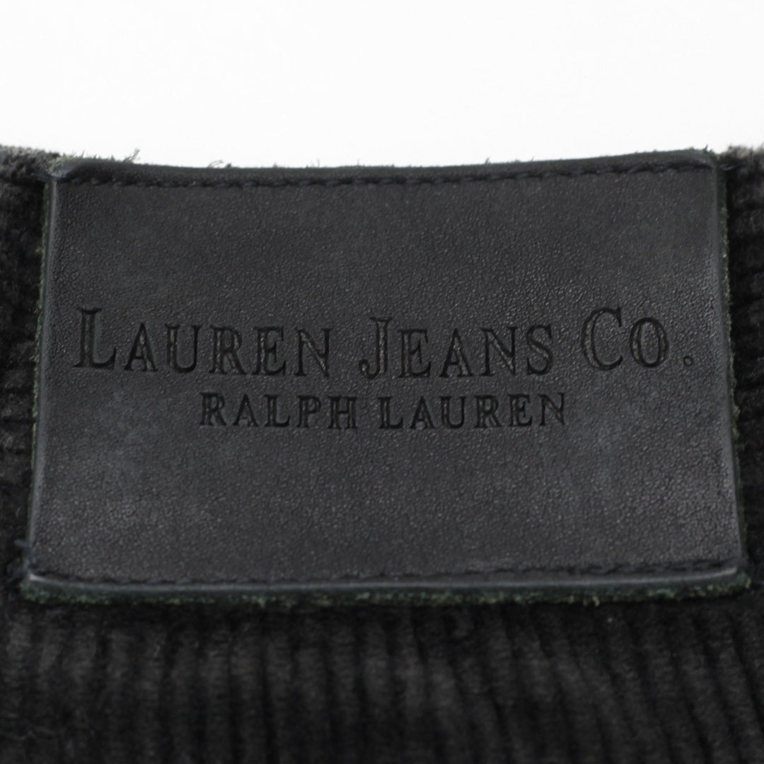 Ladies Lauren Jeans Co. Ralph Lauren Black Corduroy Pants Leather Patch Size 14