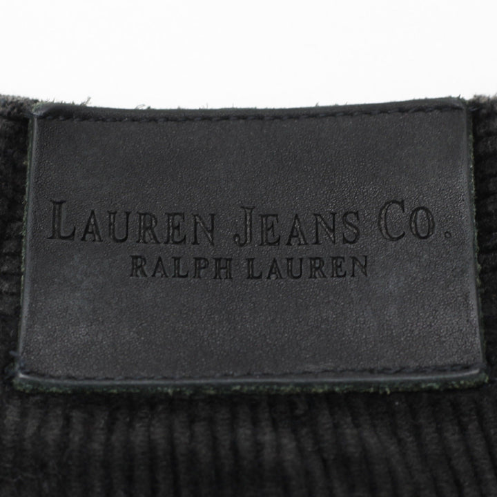 Ladies Lauren Jeans Co. Ralph Lauren Black Corduroy Pants Leather Patch Size 14