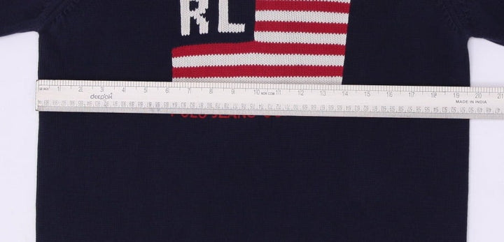 Vintage Ralph Lauren Polo Jeans Company Flag Navy Mock Neck Sweater S