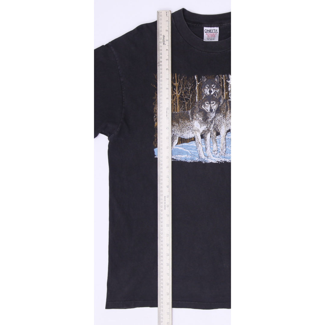 Vintage 90s Oneita Power-T Wolf Graphic T-Shirt Made in USA Size XL