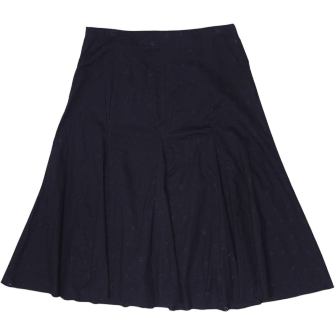 Y2K Final Touch Black Eyelet Embroidery Tie-Waist A-Line Flare Midi Skirt Size M
