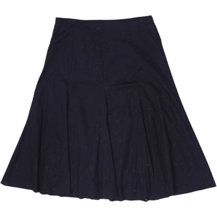 Y2K Final Touch Black Eyelet Embroidery Tie-Waist A-Line Flare Midi Skirt Size M