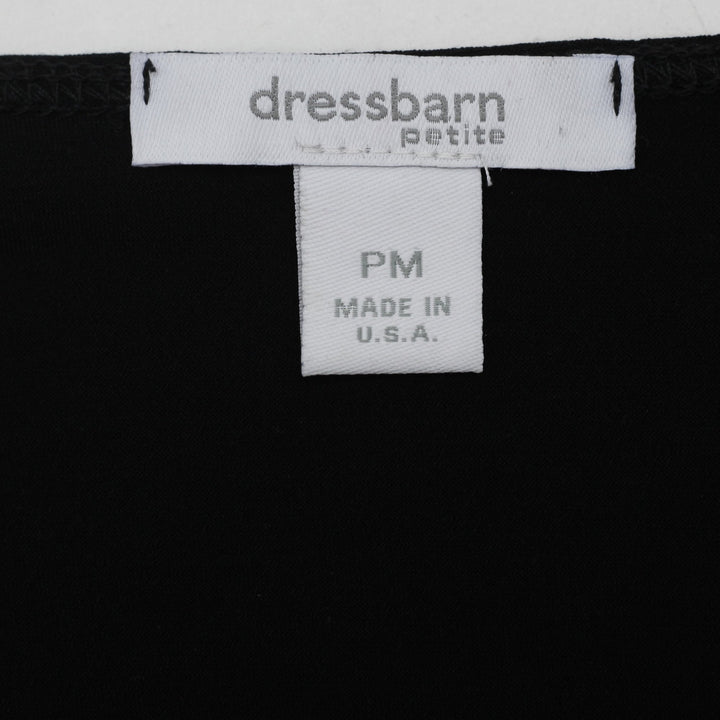 Y2K Ladies Dressbarn Petite Black & Silver Metallic Layered-Look Top Size PM