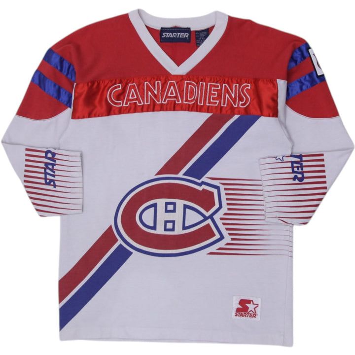 Vintage Starter Canadiens Montreal Hockey Jersey T-Shirt Red White Large