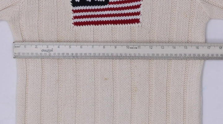 Vintage Ladies Cream Ralph Lauren American Flag Knit Sweater M