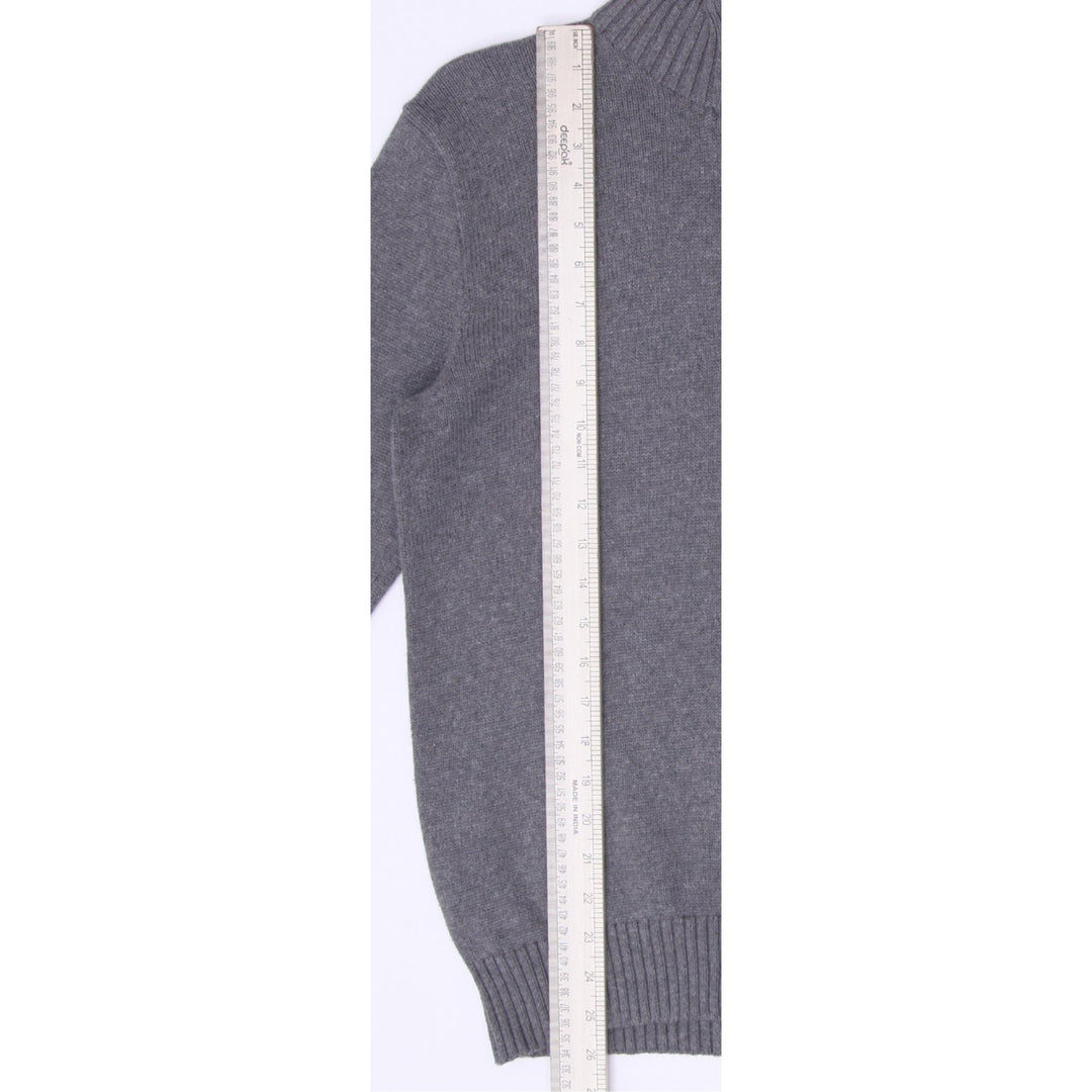 Mens Polo Ralph Lauren Heather Grey Quarter-Zip Cotton Sweater Size S