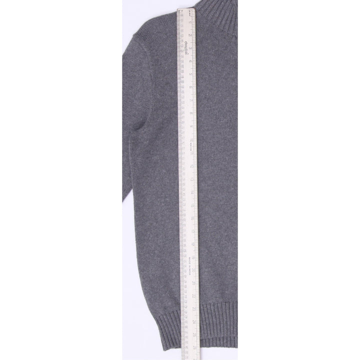 Mens Polo Ralph Lauren Heather Grey Quarter-Zip Cotton Sweater Size S