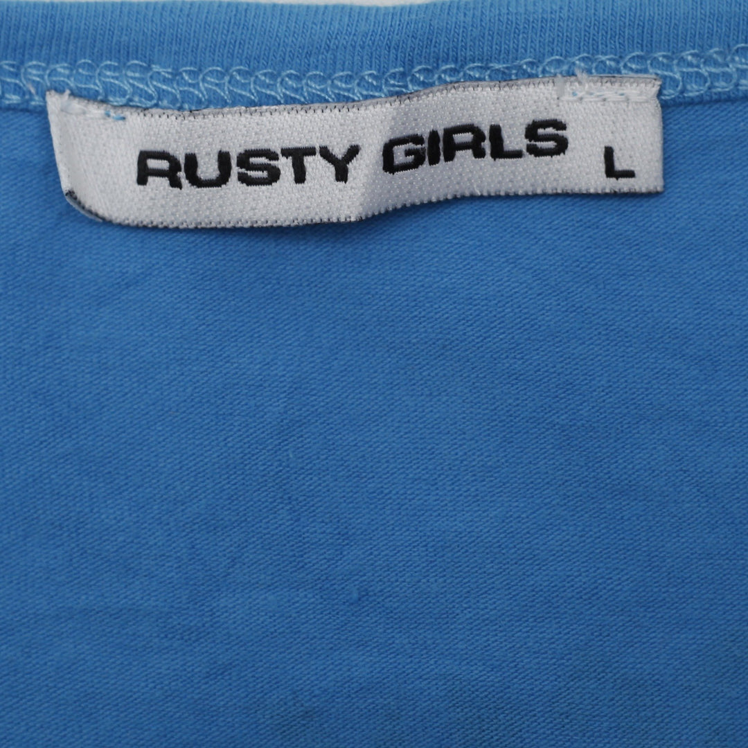 Y2K Ladies Rusty Girls Rock 'N' Roll Tongue Graphic Baby Tee Size L