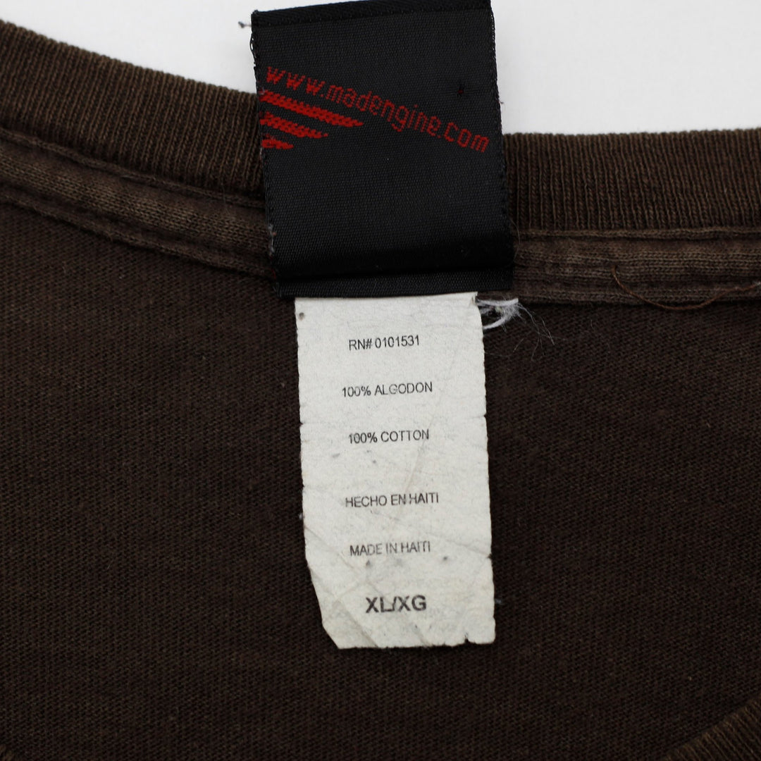 Mens Mad Engine Graphic T-Shirt Brown Size XL