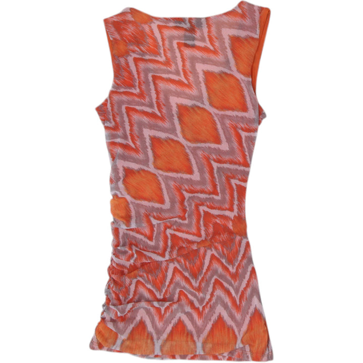 Y2K Ladies INC Mesh Wrap Geometric Chevron Orange Tank Top Size XS