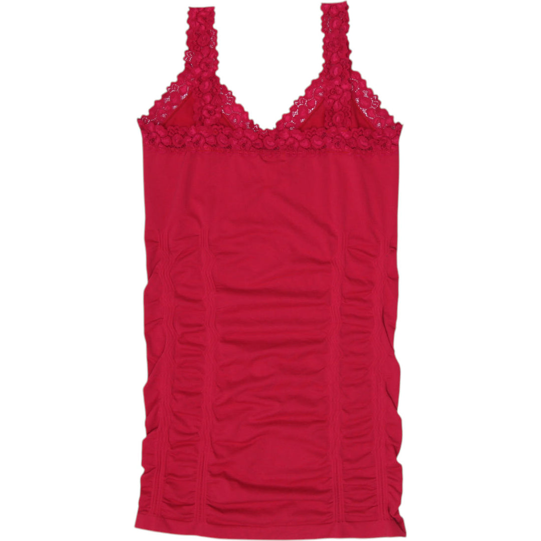 Y2K Ladies Kismet Red Lace Trim Ruched Stretch Cami Top Size Large