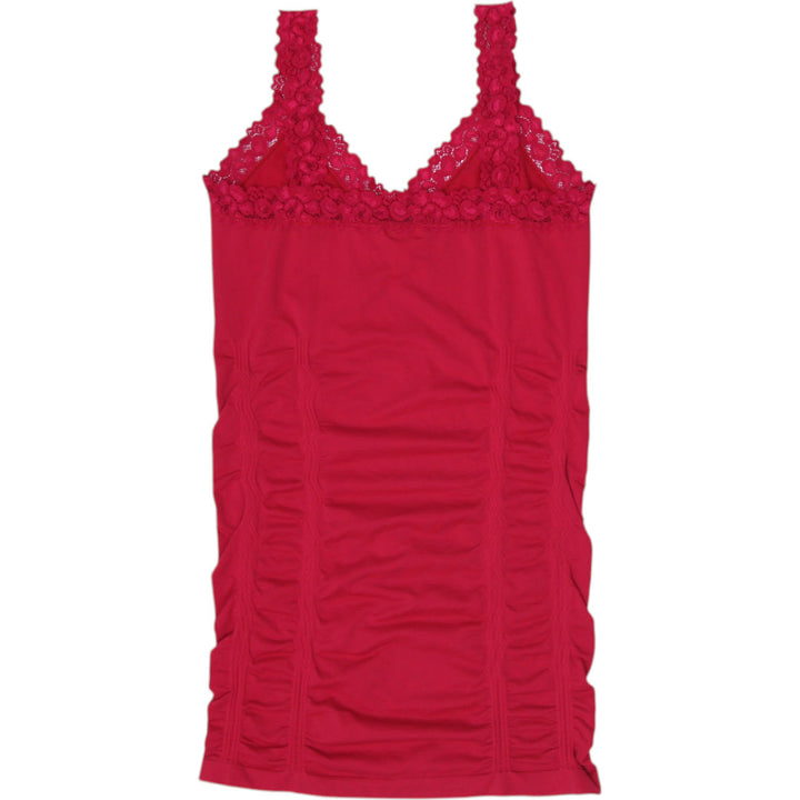 Y2K Ladies Kismet Red Lace Trim Ruched Stretch Cami Top Size Large