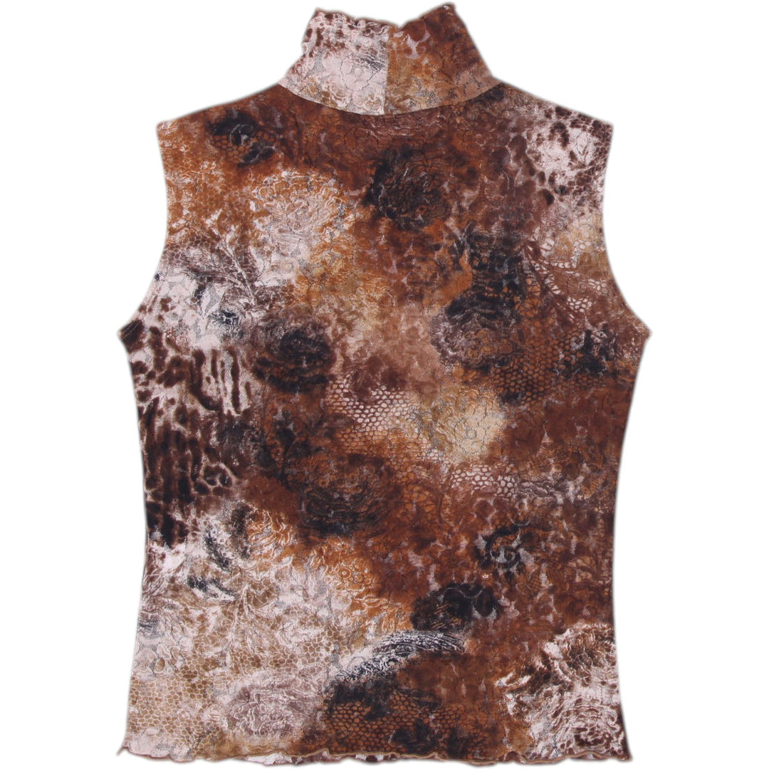 Y2K Ladies Abstract Print Sleeveless Top Size XS | Migration_Y2K Tops - Side View | Fashion Rerun