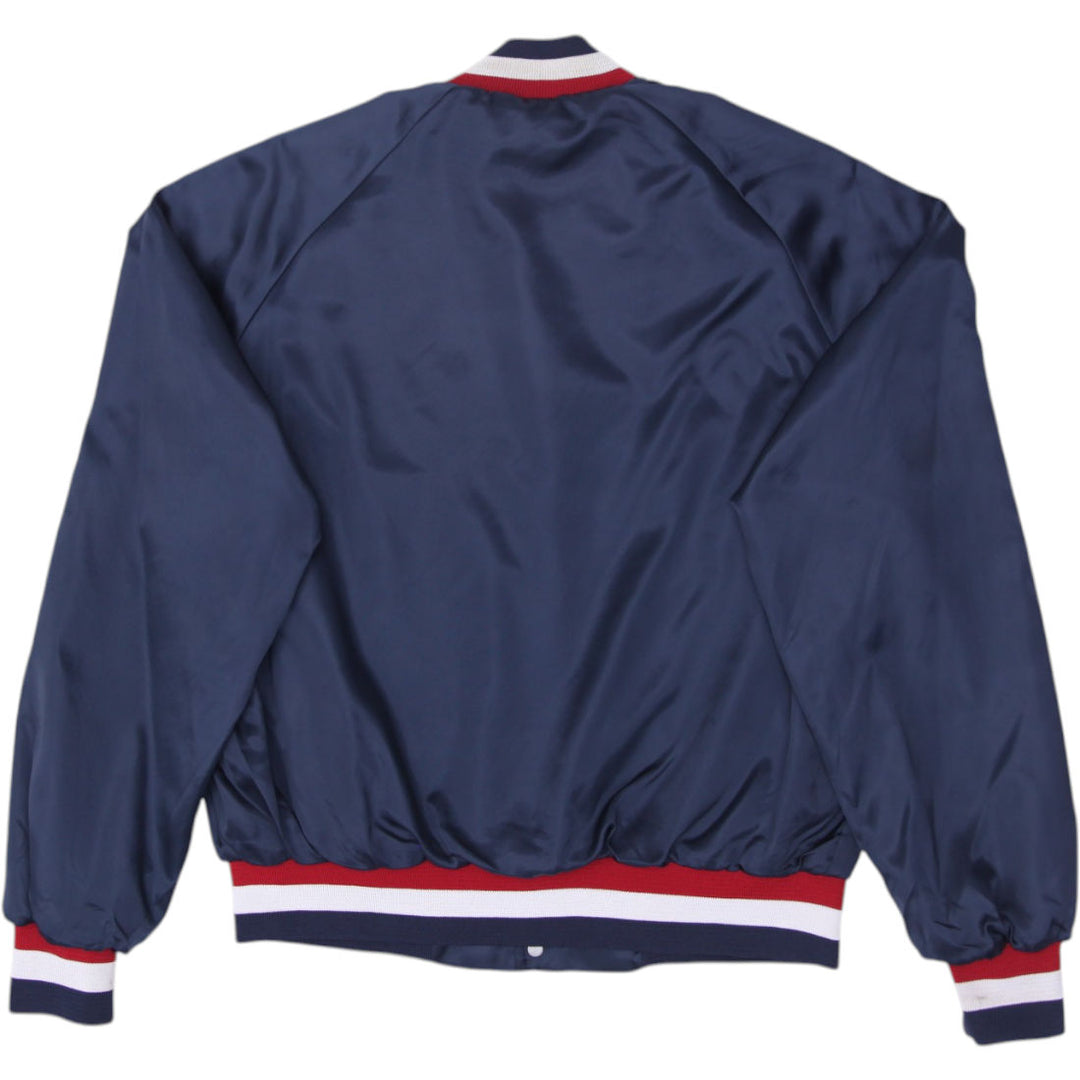 Vintage Mens Chalk Line Varsity Jacket Navy Team Logo Lightweight | Migration_Jackets - Side View | Fashion Rerun