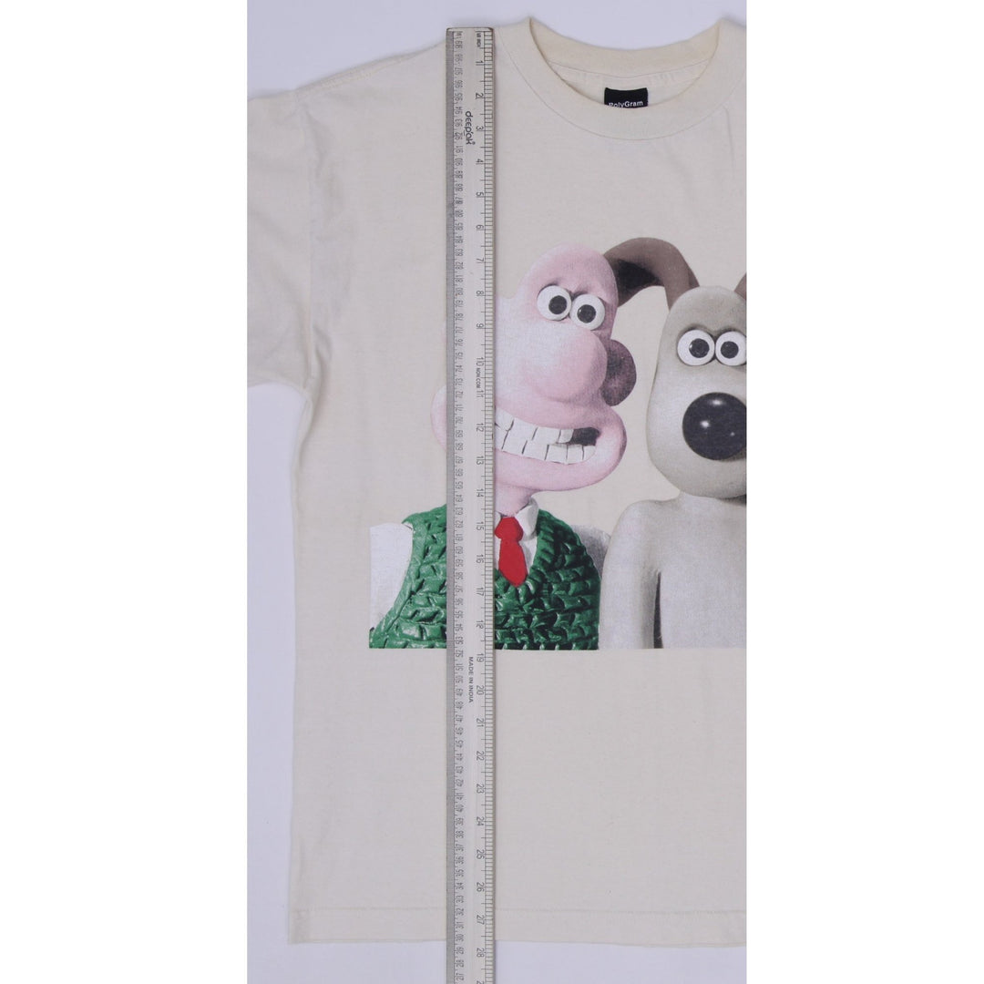 Vintage 90s Wallace and Gromit Character Graphic T-Shirt Cream PolyGram Size L