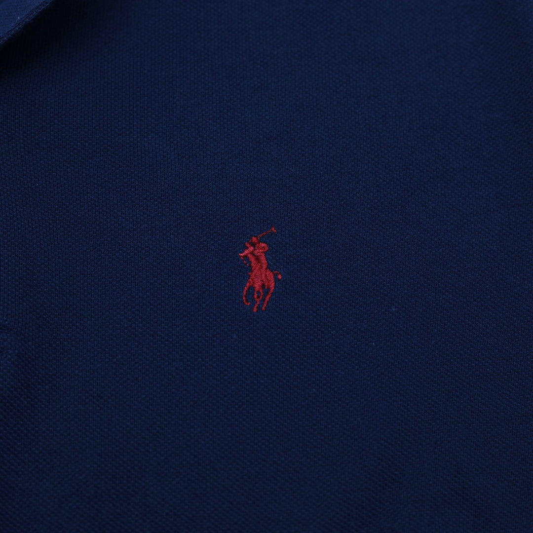Mens Ralph Lauren Navy Textured Piqué Mesh Long Sleeve with Ribbed Cuffs Size L