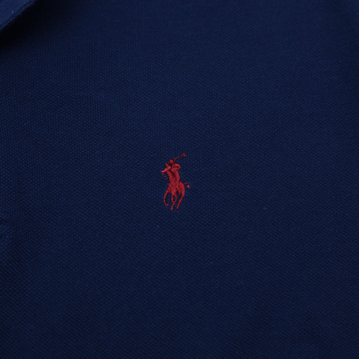 Mens Ralph Lauren Navy Textured Piqué Mesh Long Sleeve with Ribbed Cuffs Size L