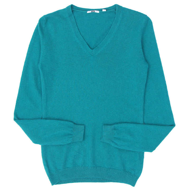 Ladies Uniqlo V-Neck 100% Cashmere Sweater Green - Fashion Rerun Vintage Migration_Sweaters