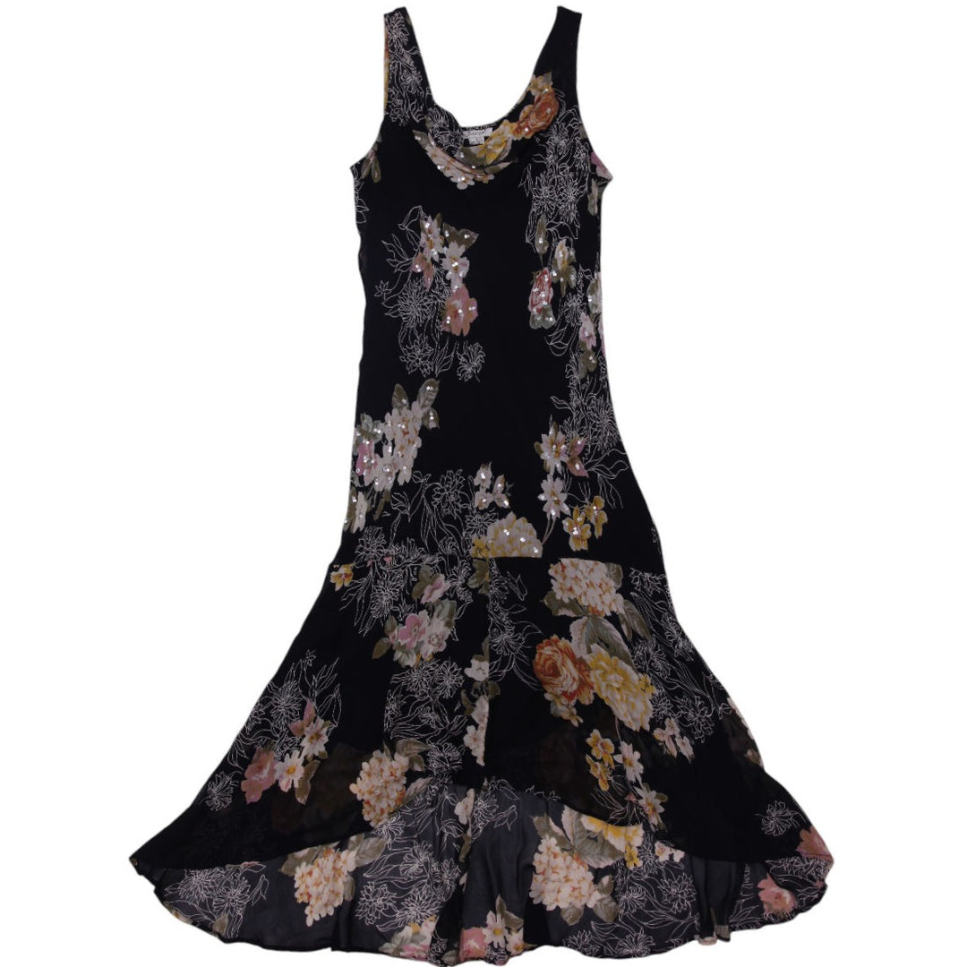 Y2K Ladies Jessica Floral Black Long Dress Viscose Sleeveless