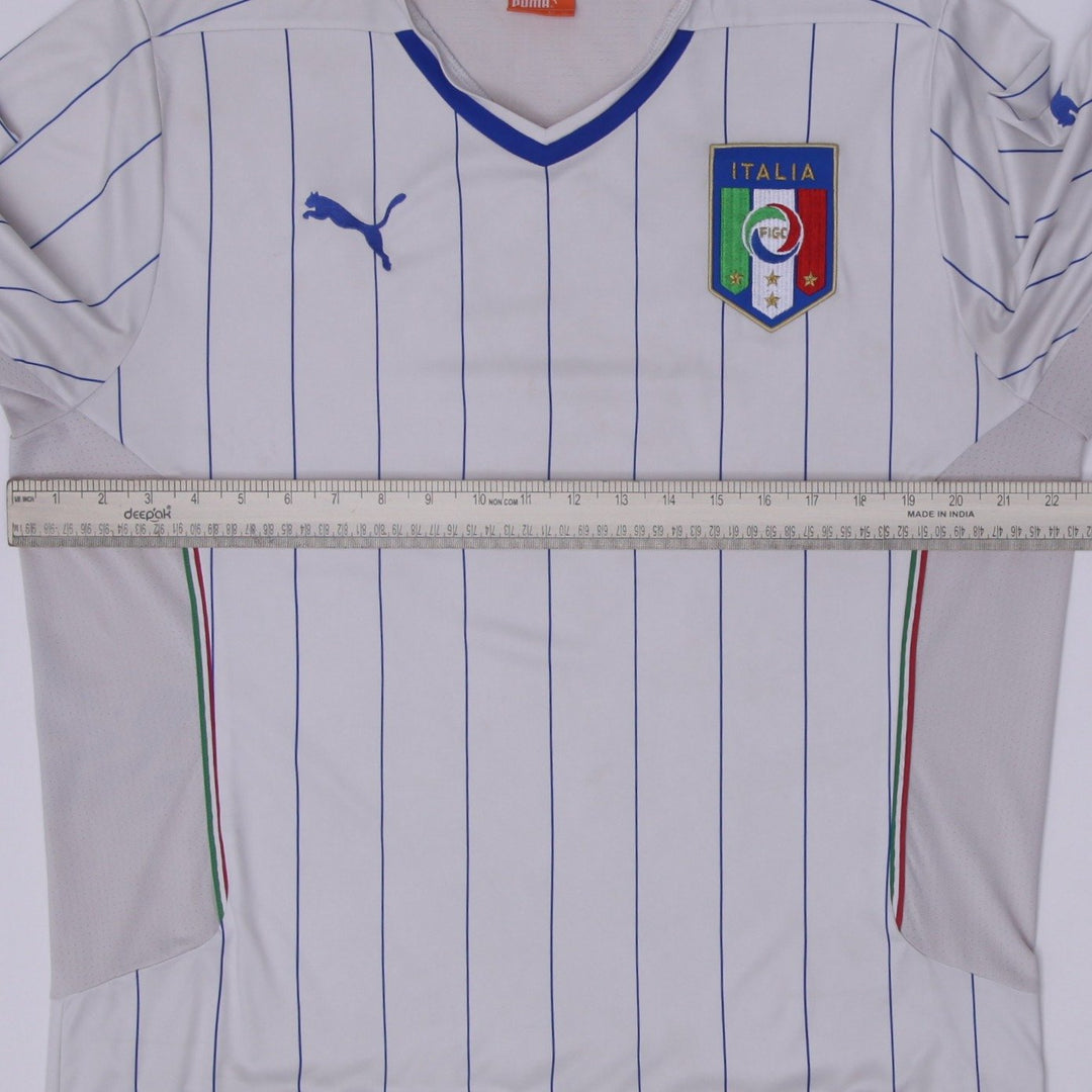 Mens Puma Italy Soccer Jersey White Pinstripe Dry Cell