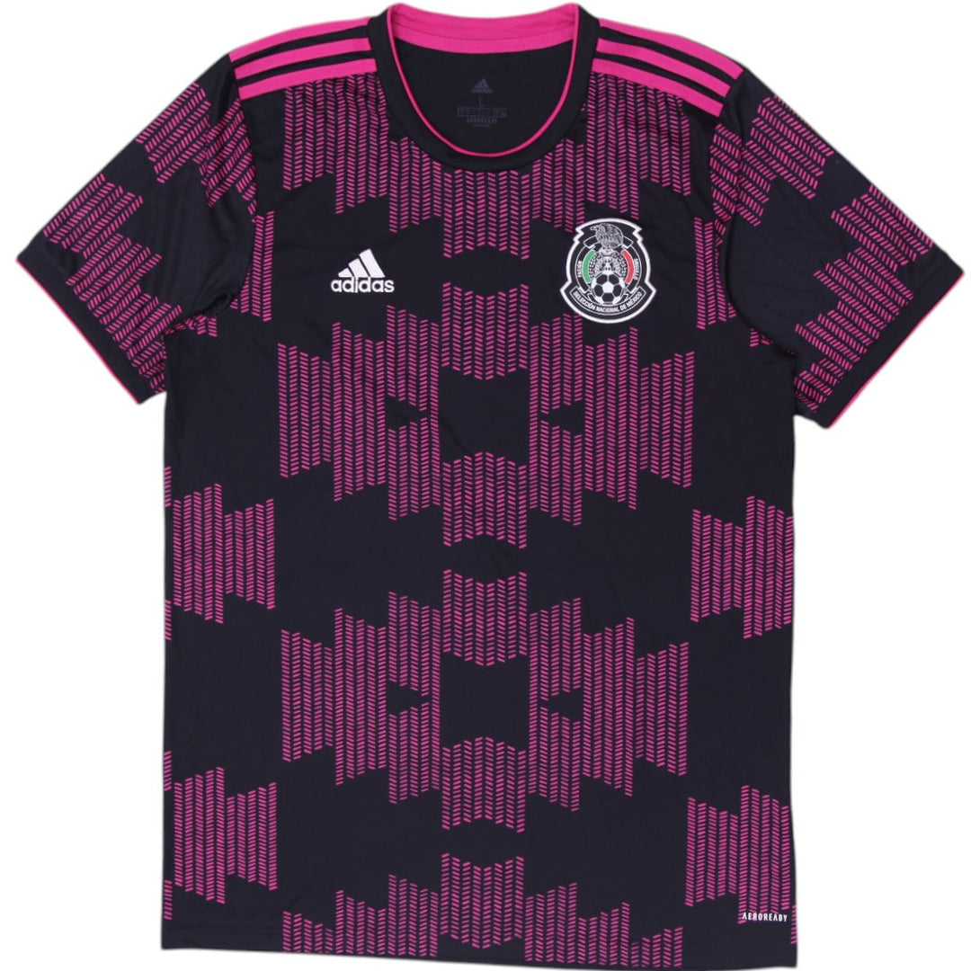 Mens Adidas Mexico 2021-22 Home Football Shirt Jersey Black Pink Size L