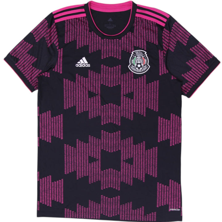 Mens Adidas Mexico 2021-22 Home Football Shirt Jersey Black Pink Size L