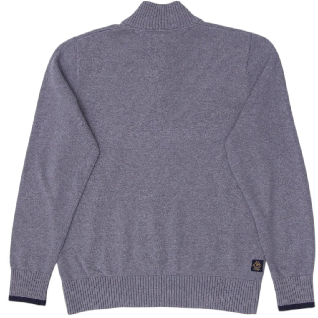 Mens Tommy Hilfiger Gray Sweater Ribbed Knit Retro Style Casual Size XL