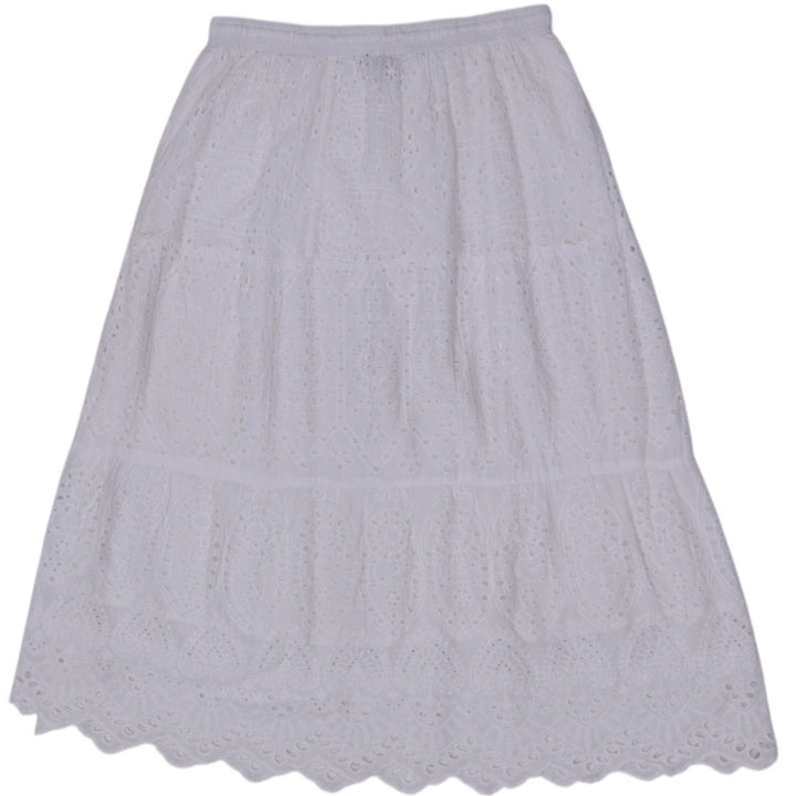 Y2K Ladies NAOO Eyelet Cotton Tiered Maxi Skirt Size M