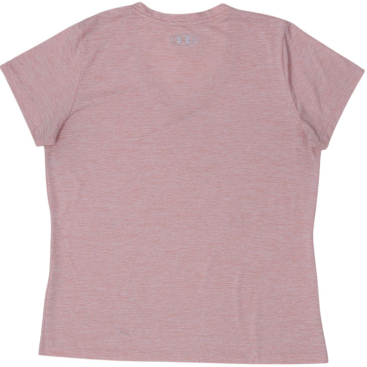 Ladies Under Armour HeatGear T-Shirt Peach Short Sleeve Logo Size L