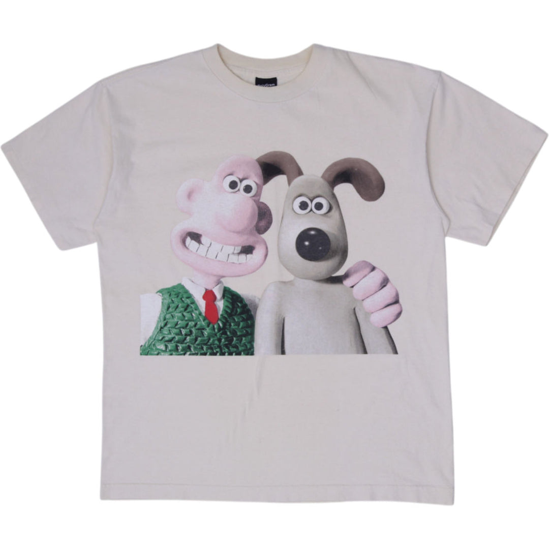 Vintage 90s Wallace and Gromit Character Graphic T-Shirt Cream PolyGram Size L