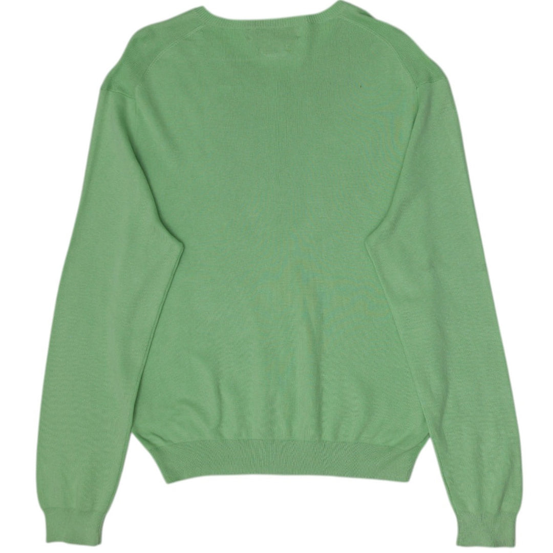 Vintage Mens Polo Ralph Lauren Green Pima Cotton V-Neck Sweater Size L | Migration_Knitwear & Sweaters - Side | Fashion Rerun