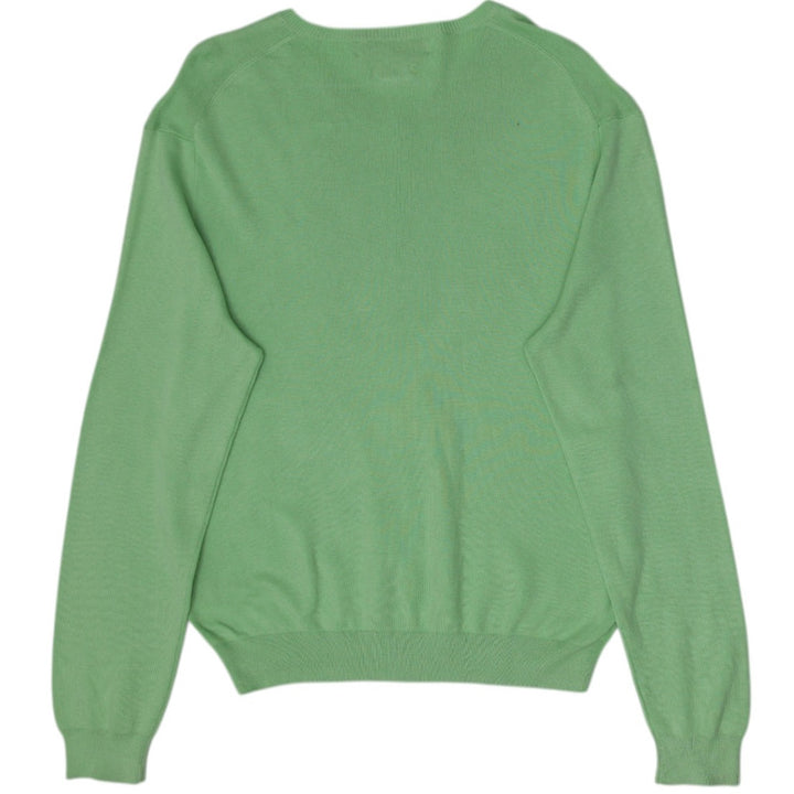 Vintage Mens Polo Ralph Lauren Green Pima Cotton V-Neck Sweater Size L | Migration_Knitwear & Sweaters - Side | Fashion Rerun