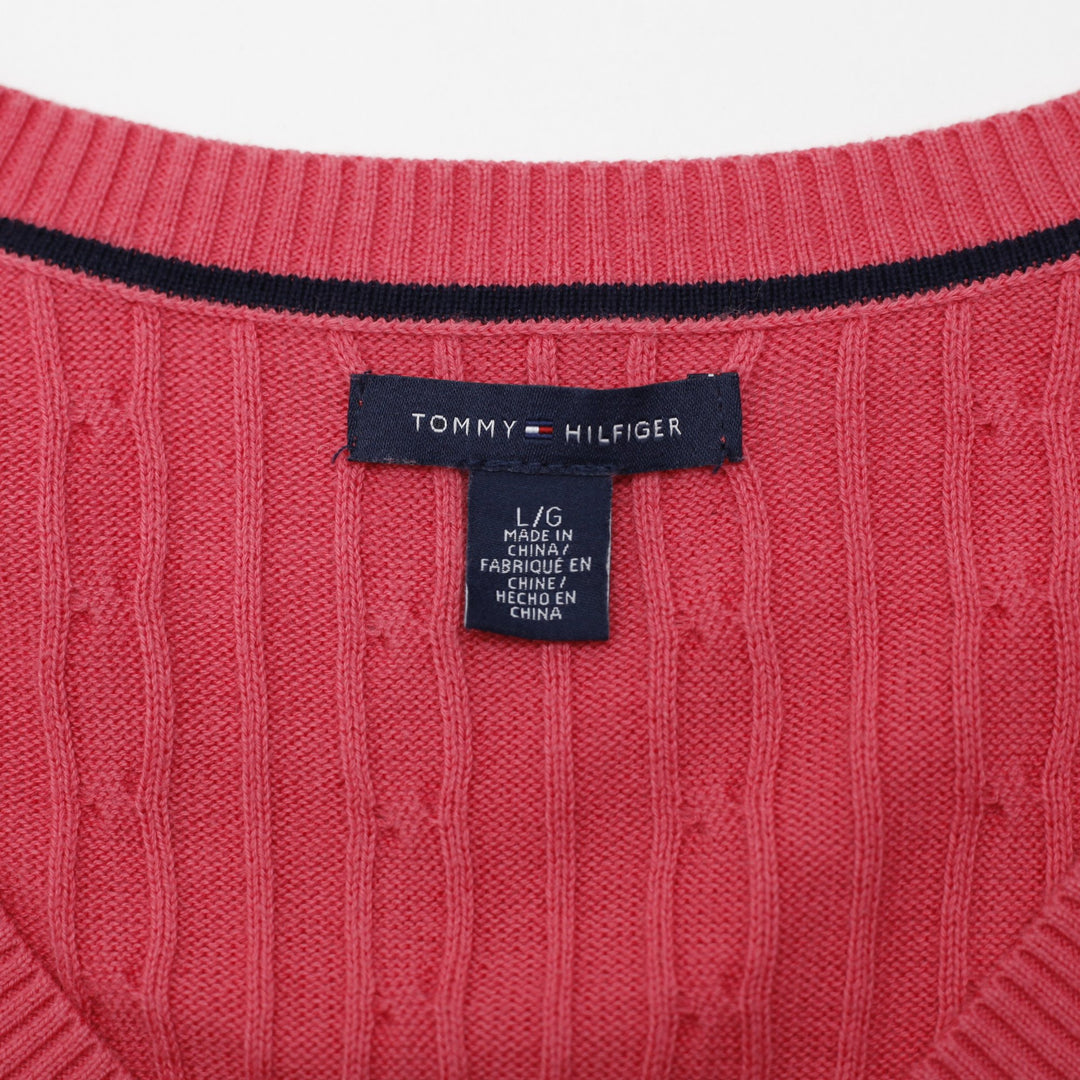 Ladies Tommy Hilfiger Cable Knit V-Neck Sweater Size L