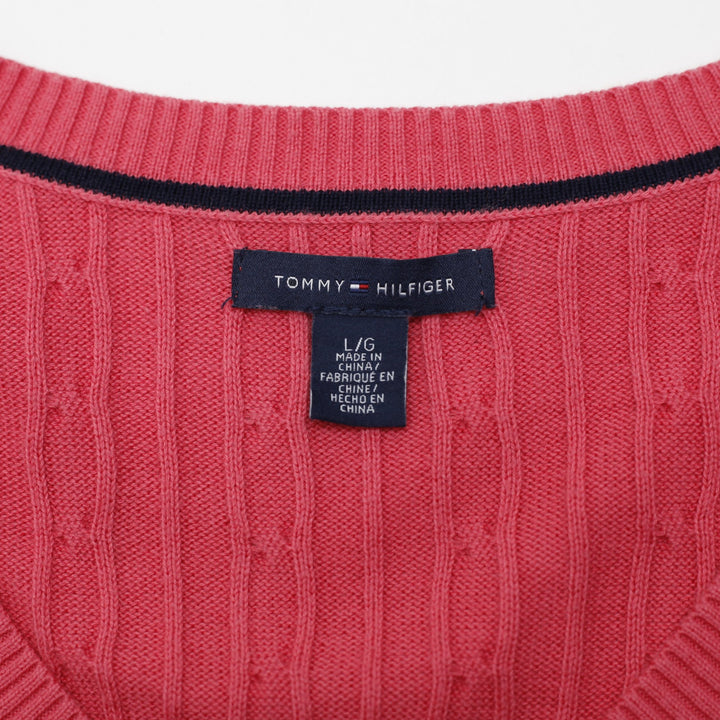 Ladies Tommy Hilfiger Cable Knit V-Neck Sweater Size L