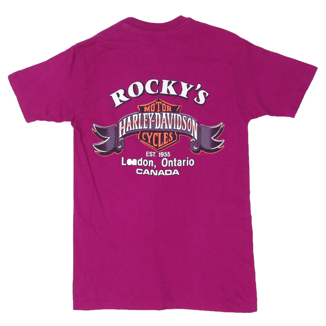 1987 Vintage Harley Davidson Rocky's Canada T-Shirt S.Stitch Made In USA L