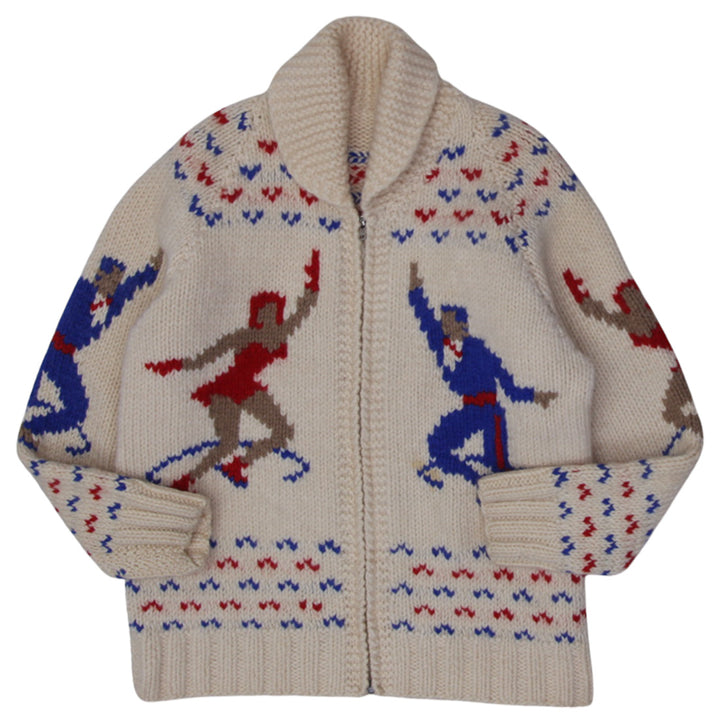 Vintage 1950’s 1960’s Cowichan Sweater Cardigan Ice Skater Ladies