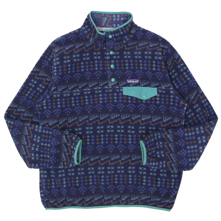 Mens Patagonia Synchilla Snap-T Fleece Pullover Sweater-Geometric Pattern Size L - Fashion Rerun Vintage Migration_Sweaters
