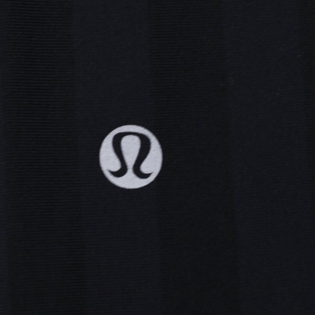 Ladies Lululemon Black Shadow Stripe Wide Leg Flare Pants Front Pockets Yoga