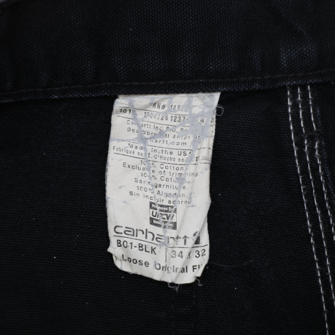 Vintage Carhartt B01-BLK Loose Original Fit Double Knee Made In USA Pants