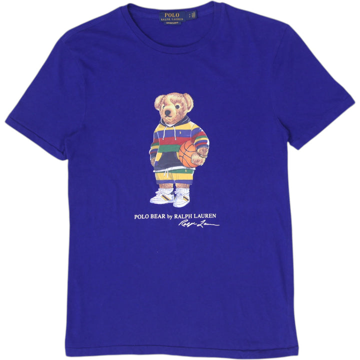 Mens Polo Ralph Lauren Royal Blue Basketball Polo Bear T-Shirt Custom Slim Fit S