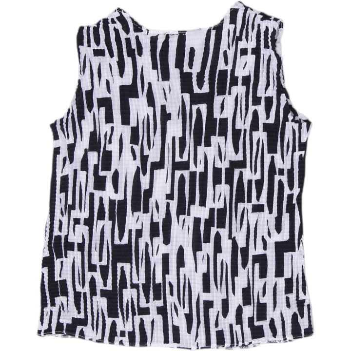 Y2K Ladies Essentials by Milano Black White Crinkle Tank Top Size S