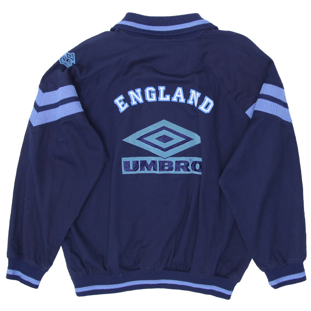 Vintage Umbro England Away 1/2 Zip Pullover Size L, Navy Blue 100% Cotton - Fashion Rerun Vintage Migration_Sweaters