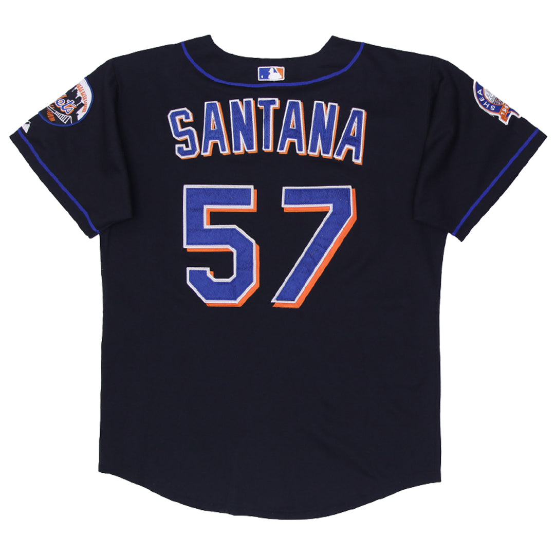 Vintage Majestic Authentic New York Mets Johan Santana #57 Jersey Shea Patch
